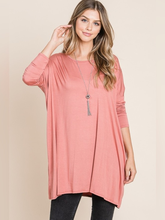 bombom Tops - BOMBOM Round Neck Long Sleeve Oversized Top